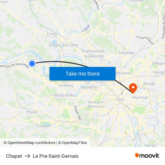 Chapet to Le Pre-Saint-Gervais map
