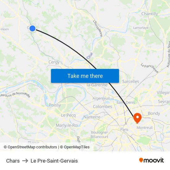 Chars to Le Pre-Saint-Gervais map