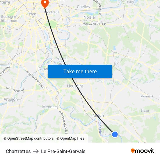 Chartrettes to Le Pre-Saint-Gervais map