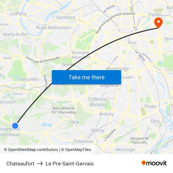 Chateaufort to Le Pre-Saint-Gervais map