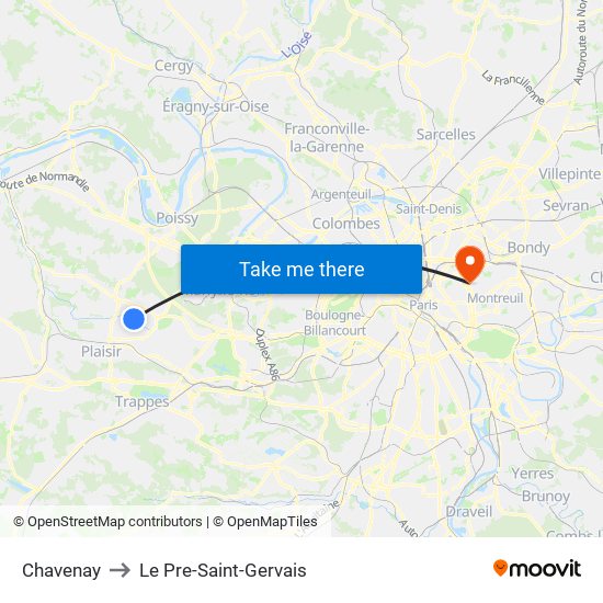 Chavenay to Le Pre-Saint-Gervais map