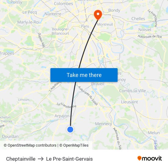 Cheptainville to Le Pre-Saint-Gervais map