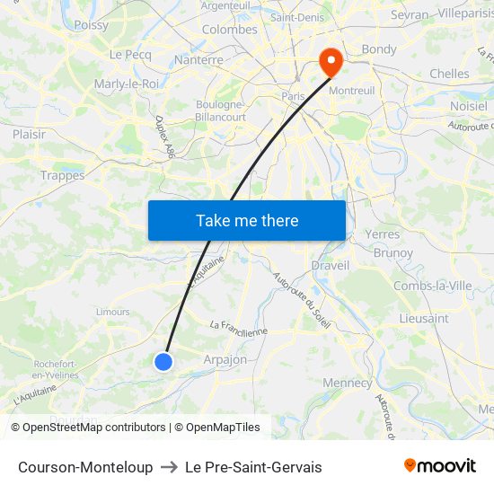 Courson-Monteloup to Le Pre-Saint-Gervais map