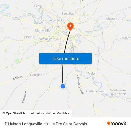 D'Huison-Longueville to Le Pre-Saint-Gervais map