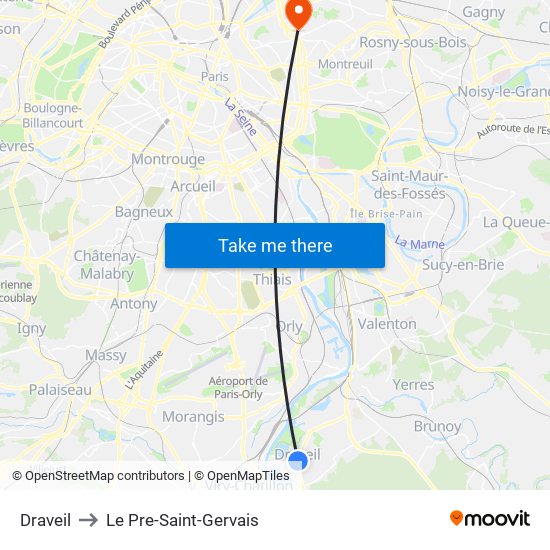 Draveil to Le Pre-Saint-Gervais map