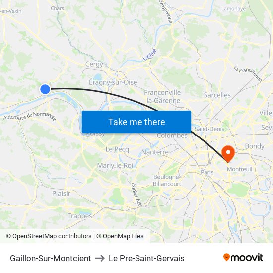 Gaillon-Sur-Montcient to Le Pre-Saint-Gervais map