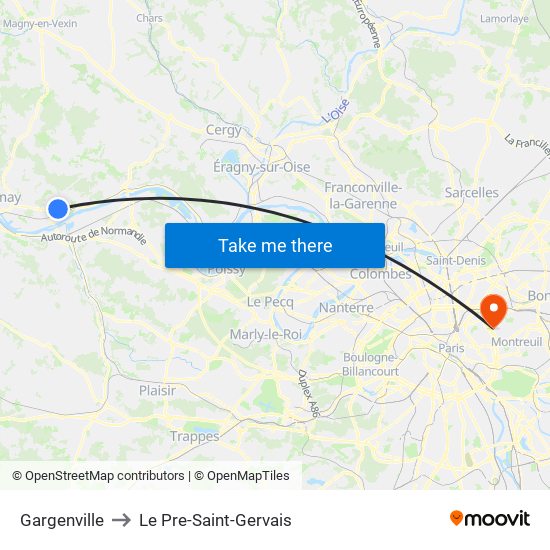 Gargenville to Le Pre-Saint-Gervais map