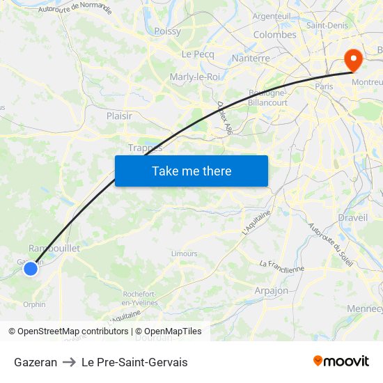 Gazeran to Le Pre-Saint-Gervais map