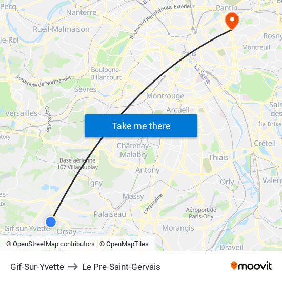 Gif-Sur-Yvette to Le Pre-Saint-Gervais map