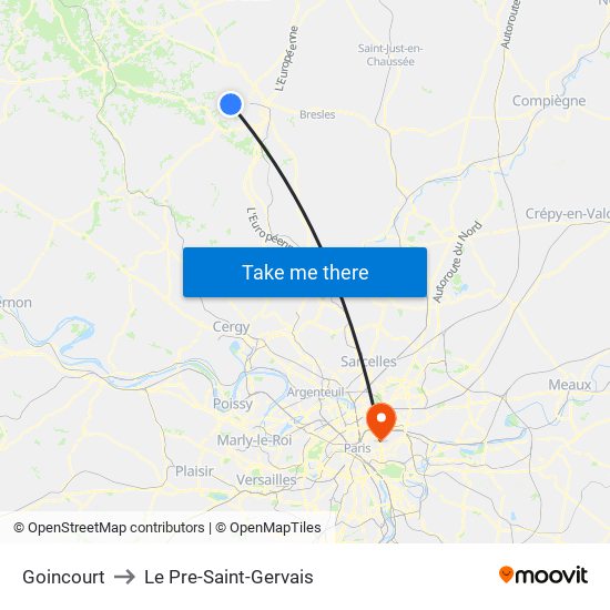 Goincourt to Le Pre-Saint-Gervais map