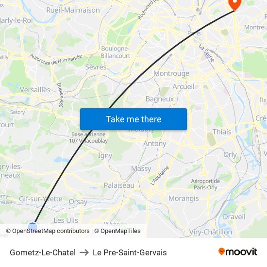 Gometz-Le-Chatel to Le Pre-Saint-Gervais map