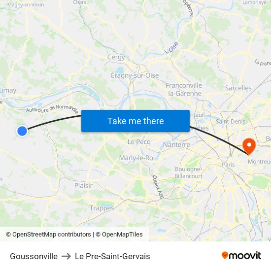 Goussonville to Le Pre-Saint-Gervais map