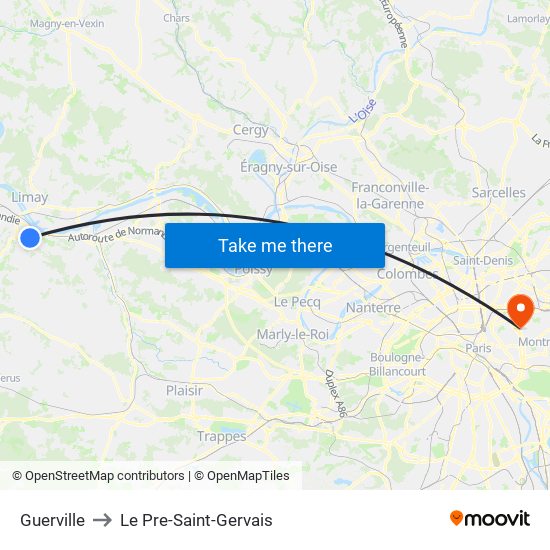 Guerville to Le Pre-Saint-Gervais map