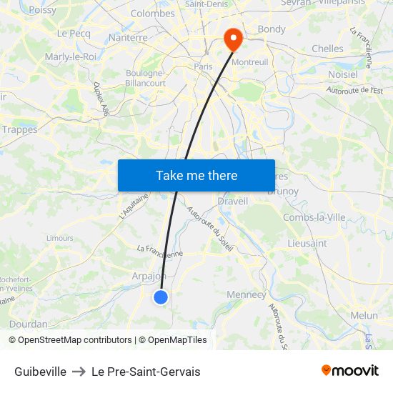 Guibeville to Le Pre-Saint-Gervais map