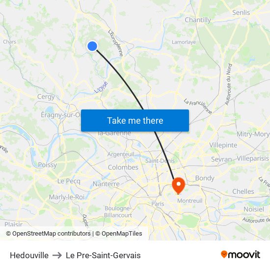 Hedouville to Le Pre-Saint-Gervais map