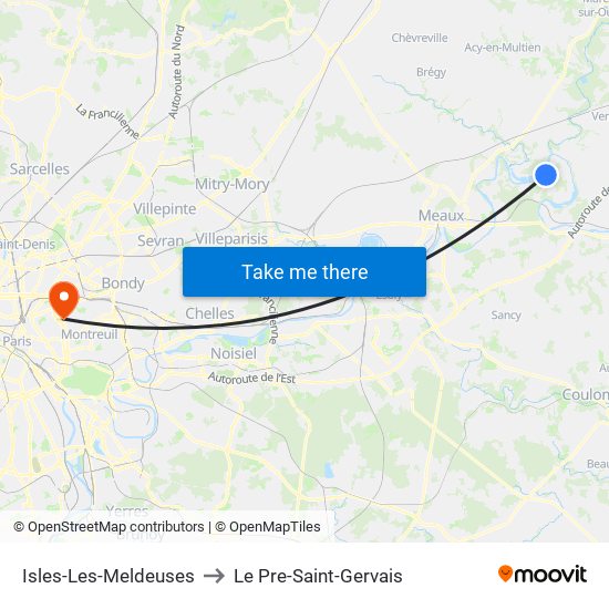 Isles-Les-Meldeuses to Le Pre-Saint-Gervais map