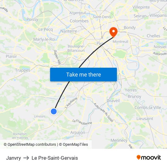 Janvry to Le Pre-Saint-Gervais map