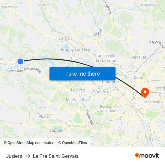 Juziers to Le Pre-Saint-Gervais map