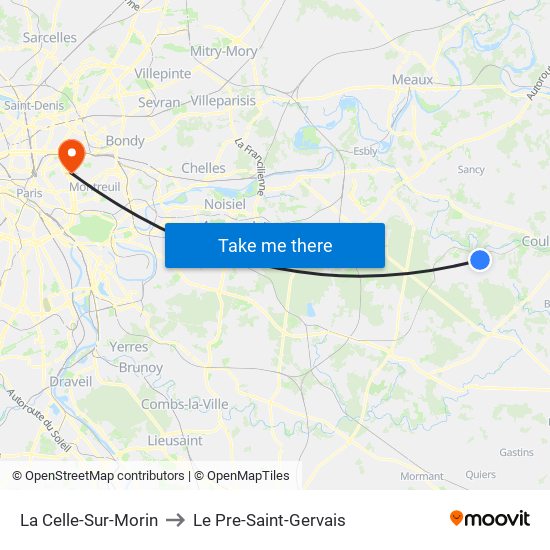 La Celle-Sur-Morin to Le Pre-Saint-Gervais map
