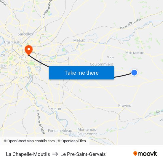 La Chapelle-Moutils to Le Pre-Saint-Gervais map