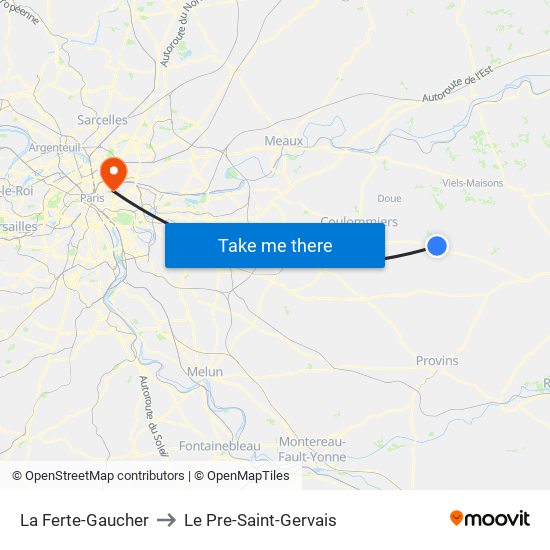 La Ferte-Gaucher to Le Pre-Saint-Gervais map