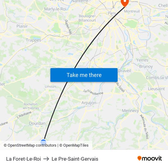 La Foret-Le-Roi to Le Pre-Saint-Gervais map