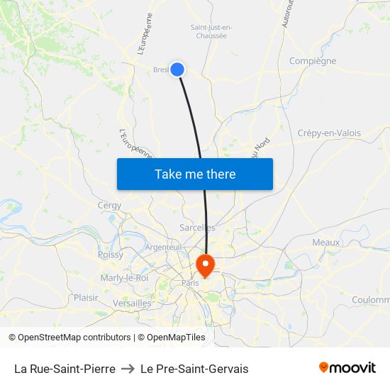 La Rue-Saint-Pierre to Le Pre-Saint-Gervais map