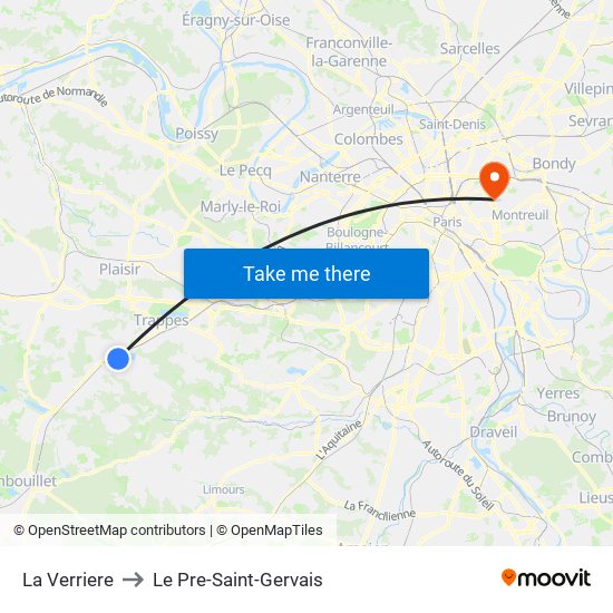 La Verriere to Le Pre-Saint-Gervais map