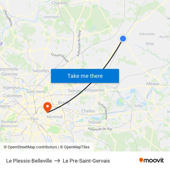 Le Plessis-Belleville to Le Pre-Saint-Gervais map