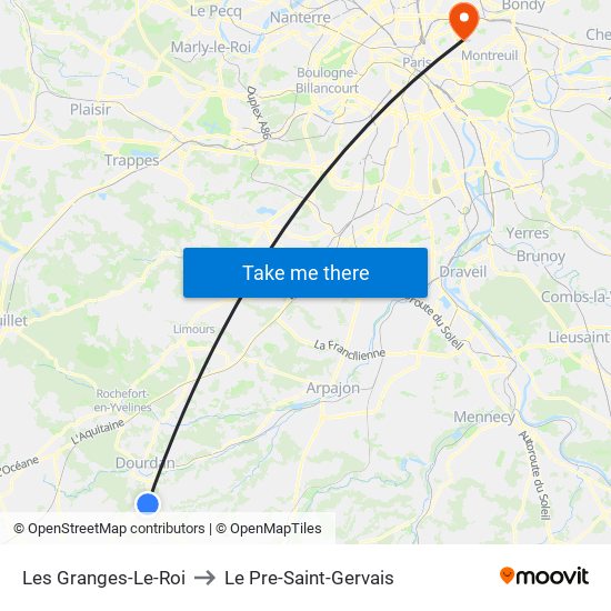 Les Granges-Le-Roi to Le Pre-Saint-Gervais map
