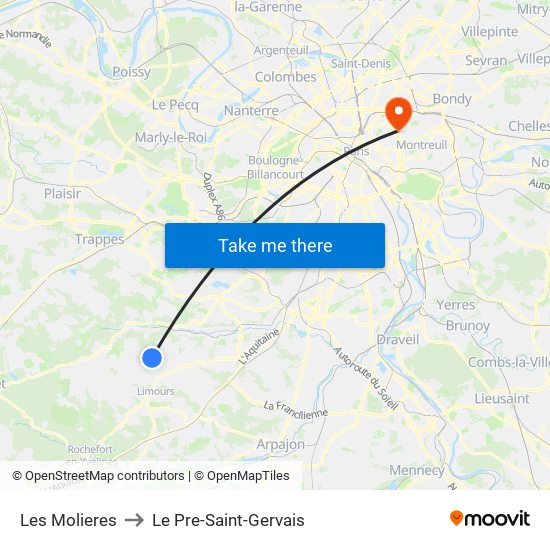 Les Molieres to Le Pre-Saint-Gervais map