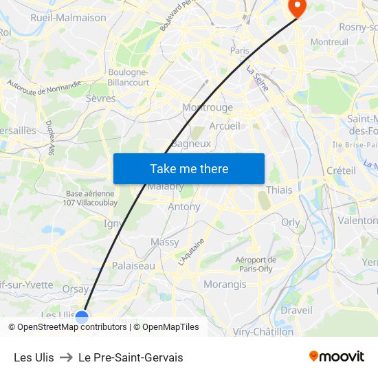 Les Ulis to Le Pre-Saint-Gervais map