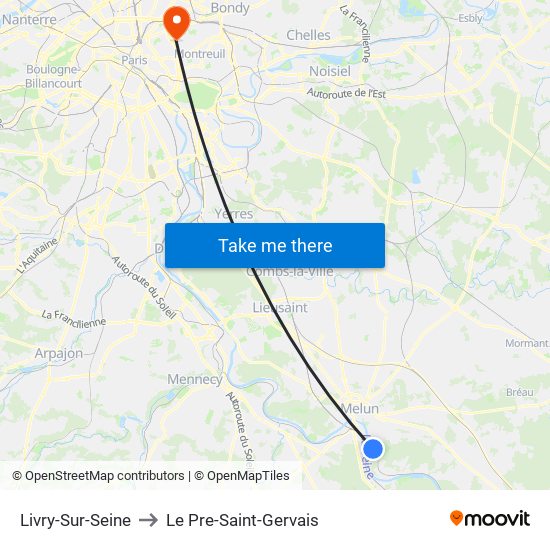 Livry-Sur-Seine to Le Pre-Saint-Gervais map