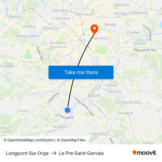 Longpont-Sur-Orge to Le Pre-Saint-Gervais map