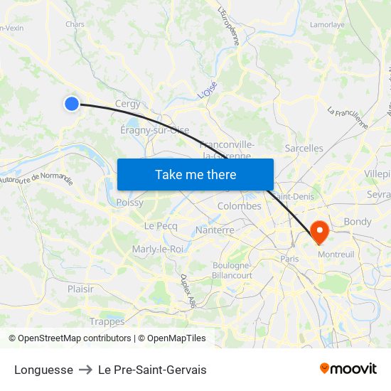 Longuesse to Le Pre-Saint-Gervais map