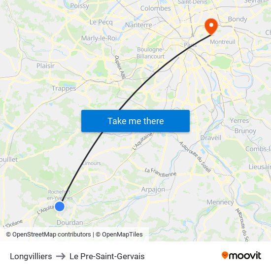 Longvilliers to Le Pre-Saint-Gervais map