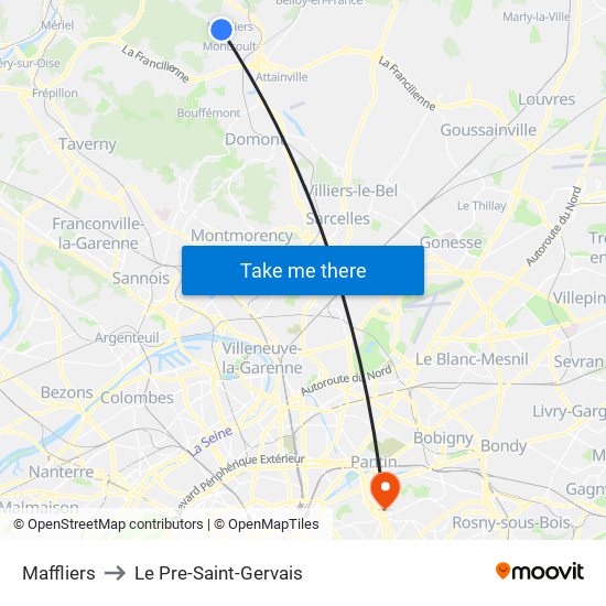 Maffliers to Le Pre-Saint-Gervais map
