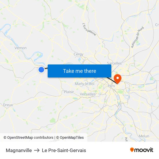 Magnanville to Le Pre-Saint-Gervais map