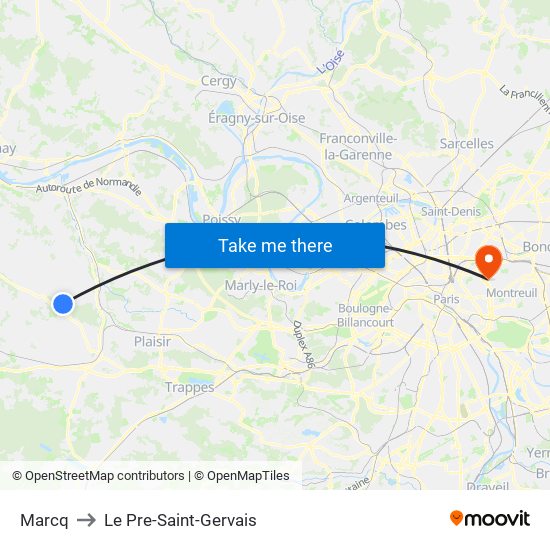 Marcq to Le Pre-Saint-Gervais map