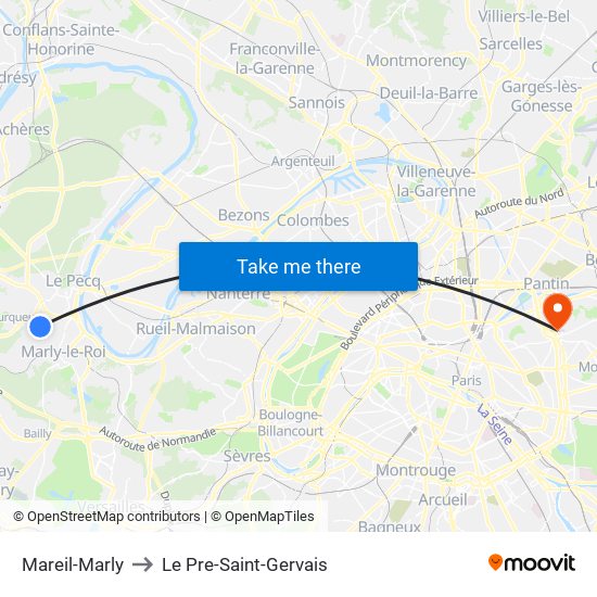 Mareil-Marly to Le Pre-Saint-Gervais map