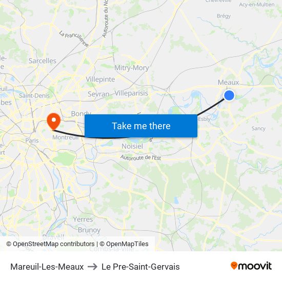 Mareuil-Les-Meaux to Le Pre-Saint-Gervais map