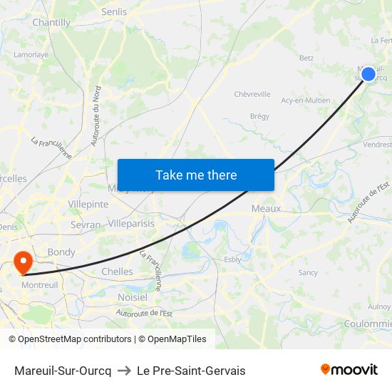 Mareuil-Sur-Ourcq to Le Pre-Saint-Gervais map