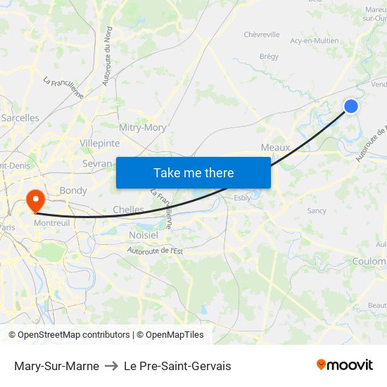 Mary-Sur-Marne to Le Pre-Saint-Gervais map
