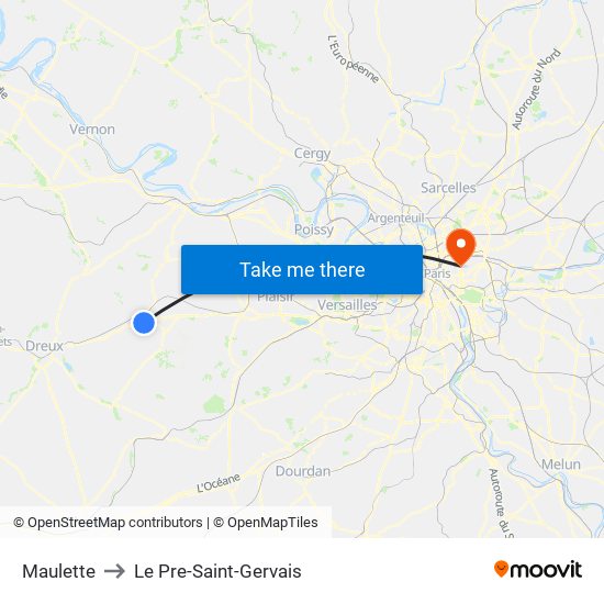 Maulette to Le Pre-Saint-Gervais map
