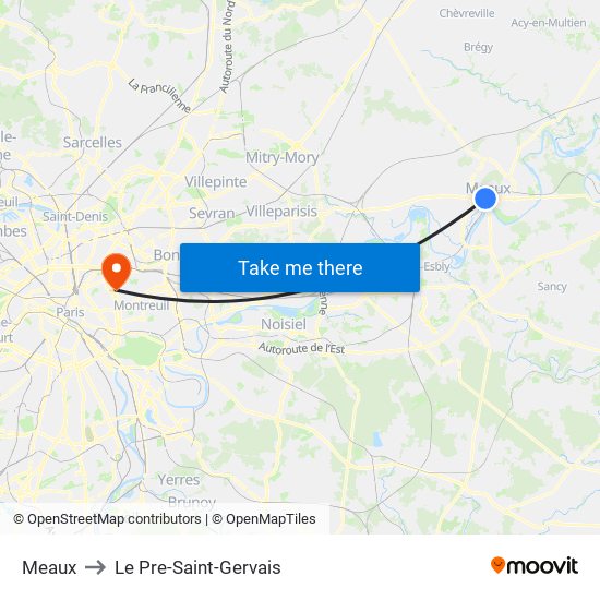 Meaux to Le Pre-Saint-Gervais map