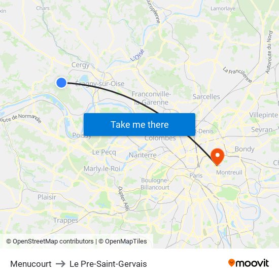 Menucourt to Le Pre-Saint-Gervais map