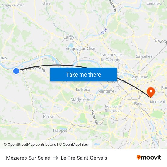 Mezieres-Sur-Seine to Le Pre-Saint-Gervais map