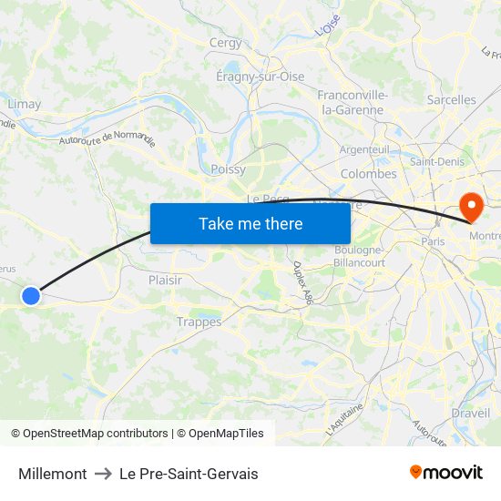 Millemont to Le Pre-Saint-Gervais map