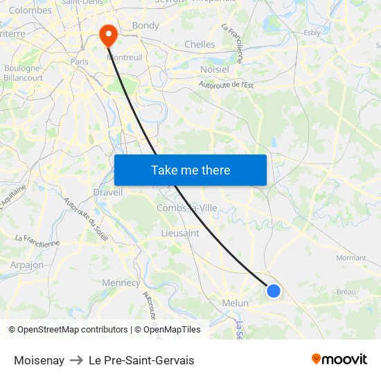 Moisenay to Le Pre-Saint-Gervais map