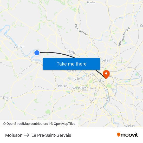 Moisson to Le Pre-Saint-Gervais map